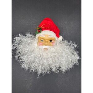 Large Plastic & Fabric Santa Head Christmas Decoration‎ Door Wall Hanger 9"